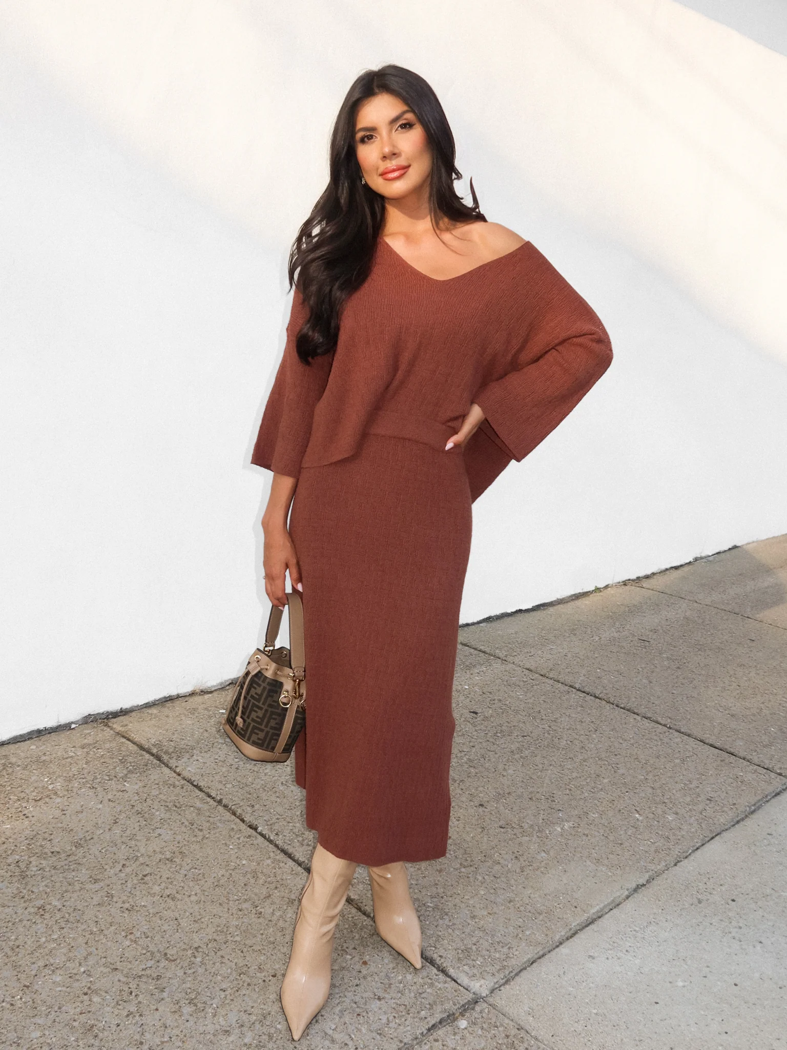 Easton Knit Midi Skirt in Brown - Final Sale - Image 5