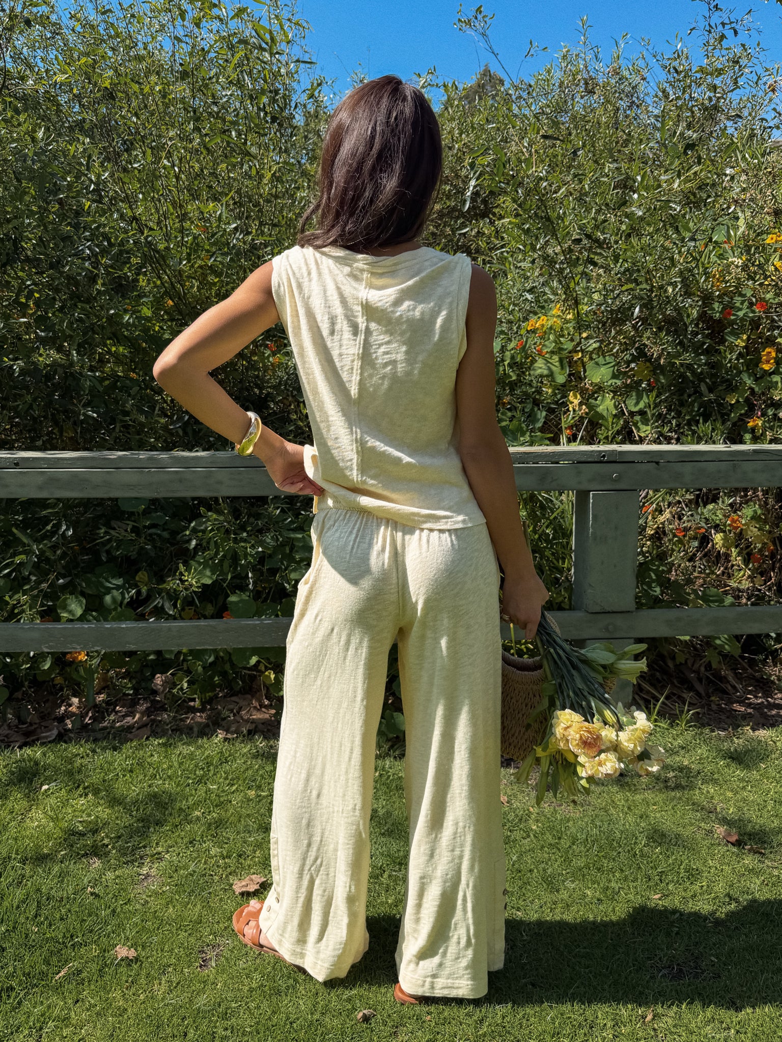 Elowen Smocked Pants in Butter Yellow - Image 3